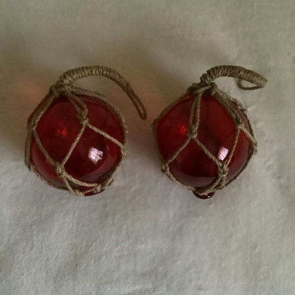 Other - NWOT ~ Red Glass Nautical Fishing Buoys